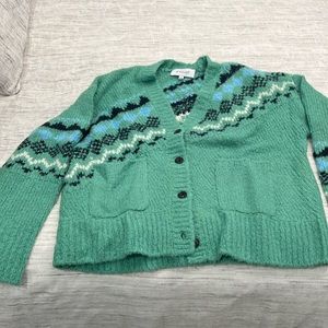 Derek Lam 10 Crosby green bette fair isle cardigan